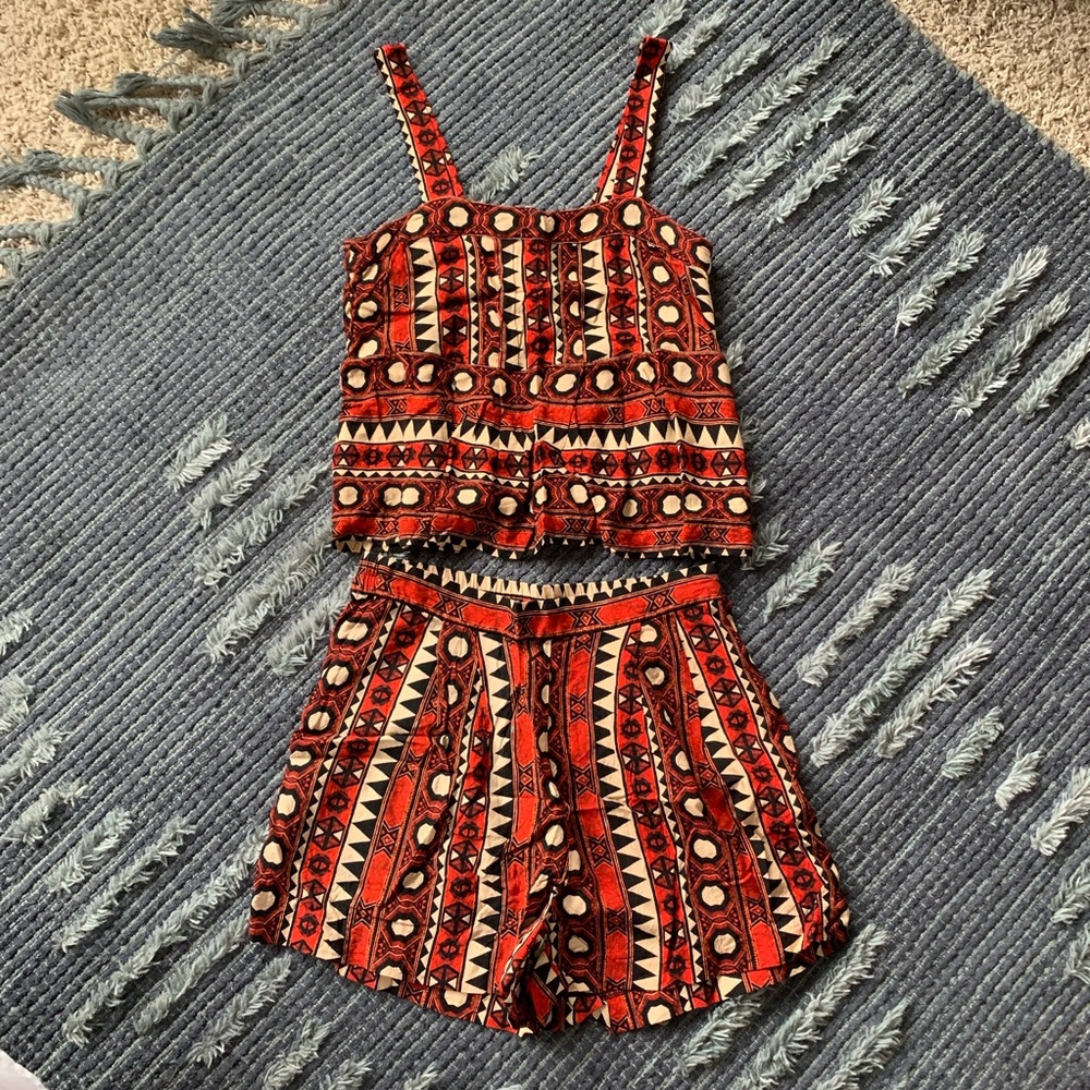 H&M Aztec Print Crop Top & Shorts Set